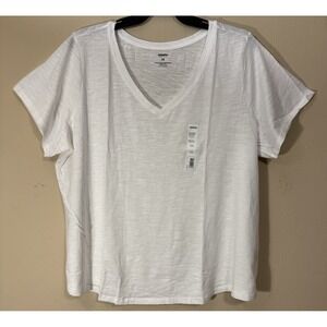 Sonoma The Everyday Tee V-Neck Short Sleeve White Shirt Top Women Size 2X NEW B